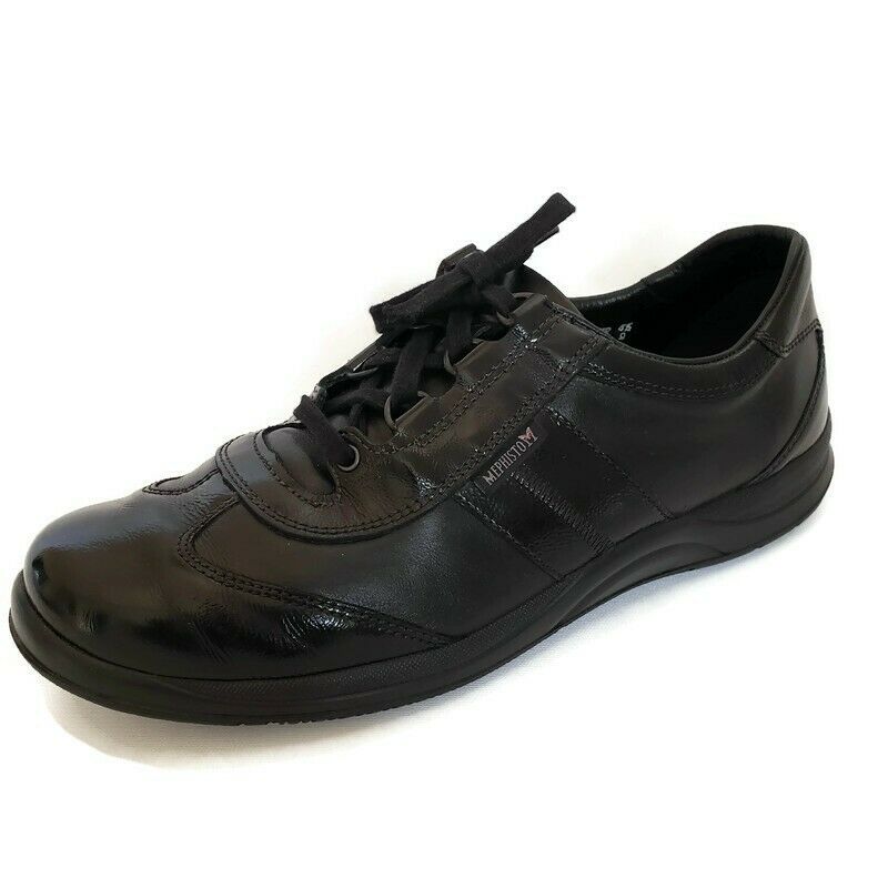 Mephisto Air Jet Runoff Black Leather Lace Up Sneakers Shoes Womens Size 9 US