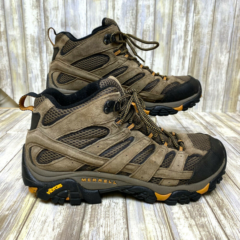 Merrell Men's Moab 2 Mid Waterproof Hiking Boots Size 10 Vibram Sole Earth Brown