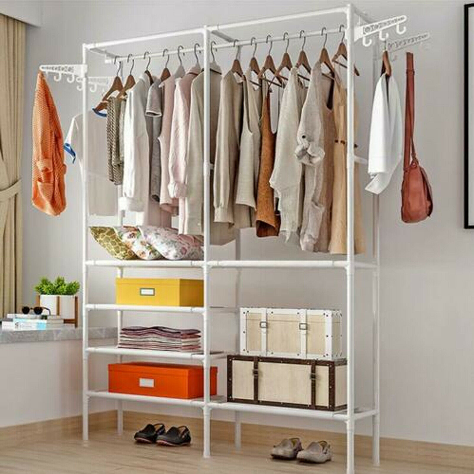 Metal Closet Organizer Wardrobe Shelves System Clothes Storage Rack Heavy Duty