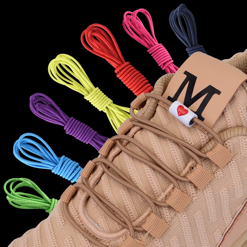 Metal lock Round Shoe Laces Qutdoor Walking Sneakers Unisex Lazy Shoelaces Kids Adult Quick No Tie Shoelace 1 Pair