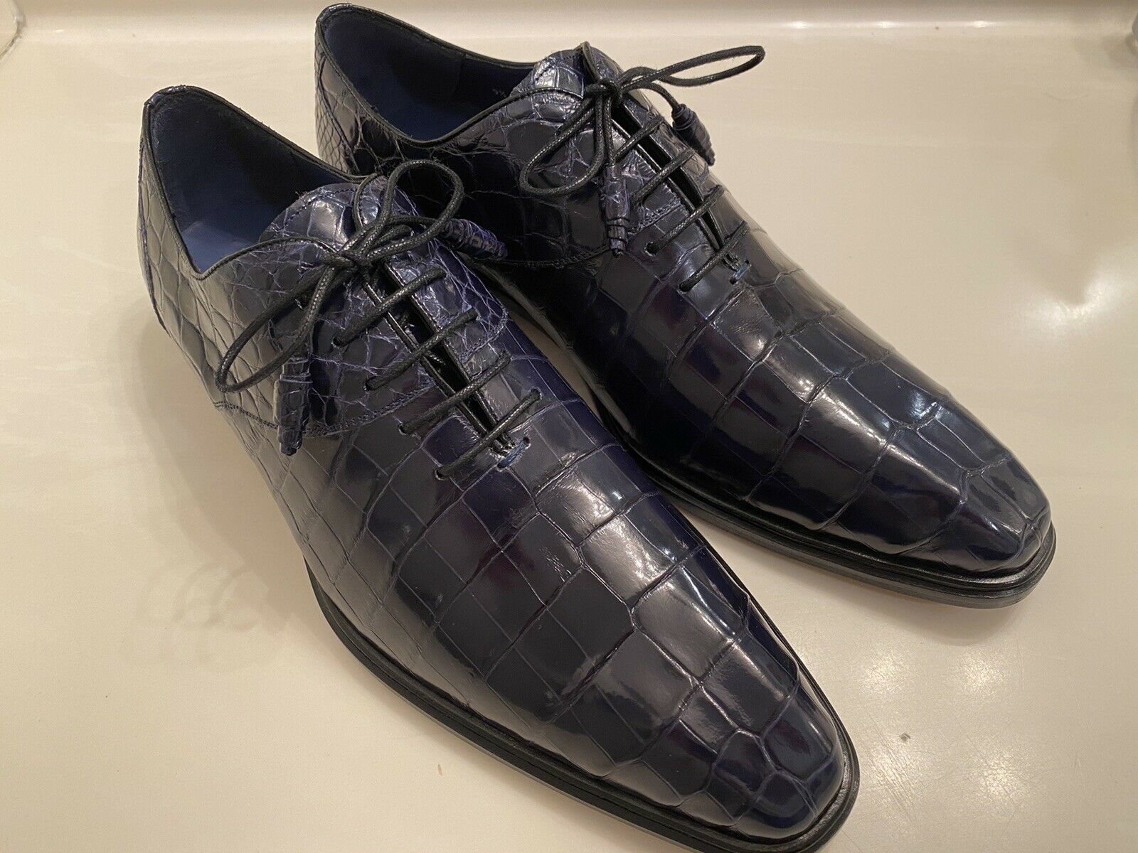 Mezlan Alligator Exotic Shoes BLUE Size 9.5 M NEW