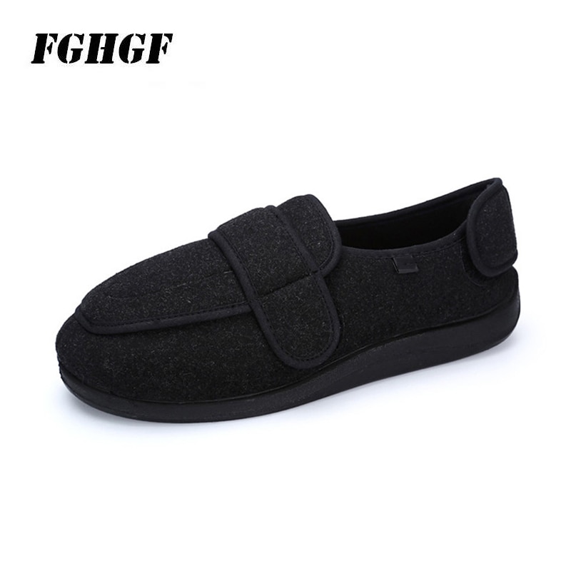 Middle and old age extra size walking soft shoes can adjust the width of high instep fat swollen wide foot surgical gauze shoes