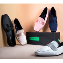 Mio Marino Comfortable Flat Dress Shoes for Women - Square Toe Satin Flats 10 in Black Medium