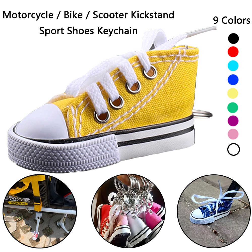 Motorcycle Bike Kickstand Enlarger Canvas Sneaker Tennis Shoe Keychain Sports Shoes Keyring Funny Gifts