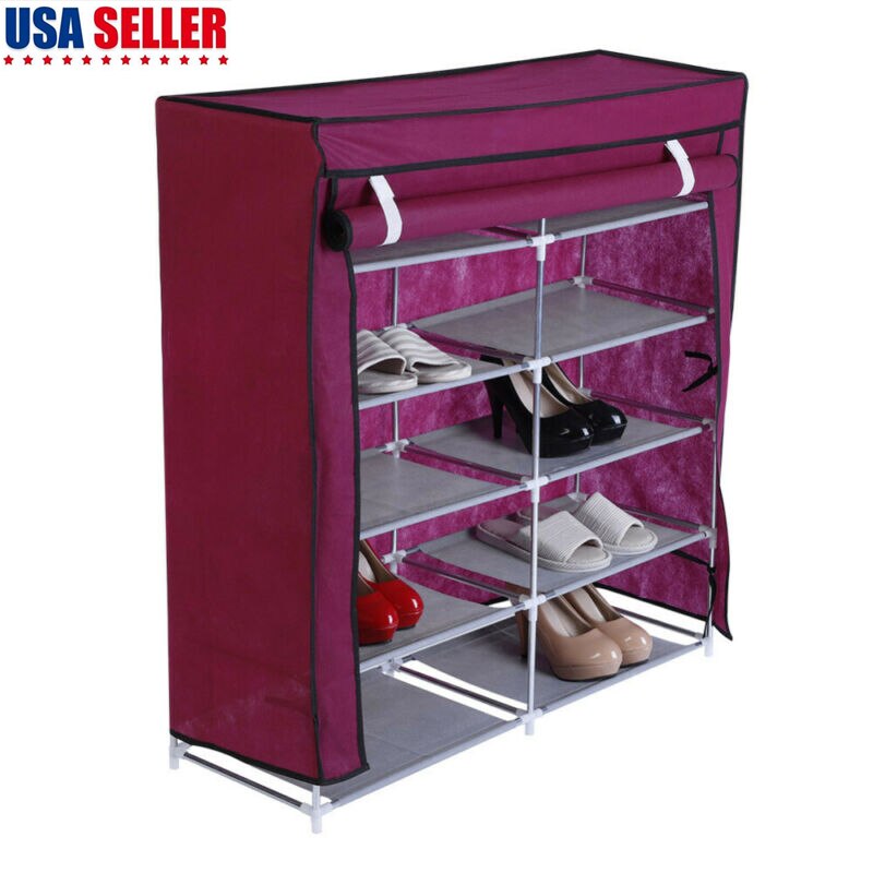 Multilayer Double Side Shoes shelf with Dustproof Cover Closet Shoe Storage Space-saving Shoes Cabinet Home Standing Organizer