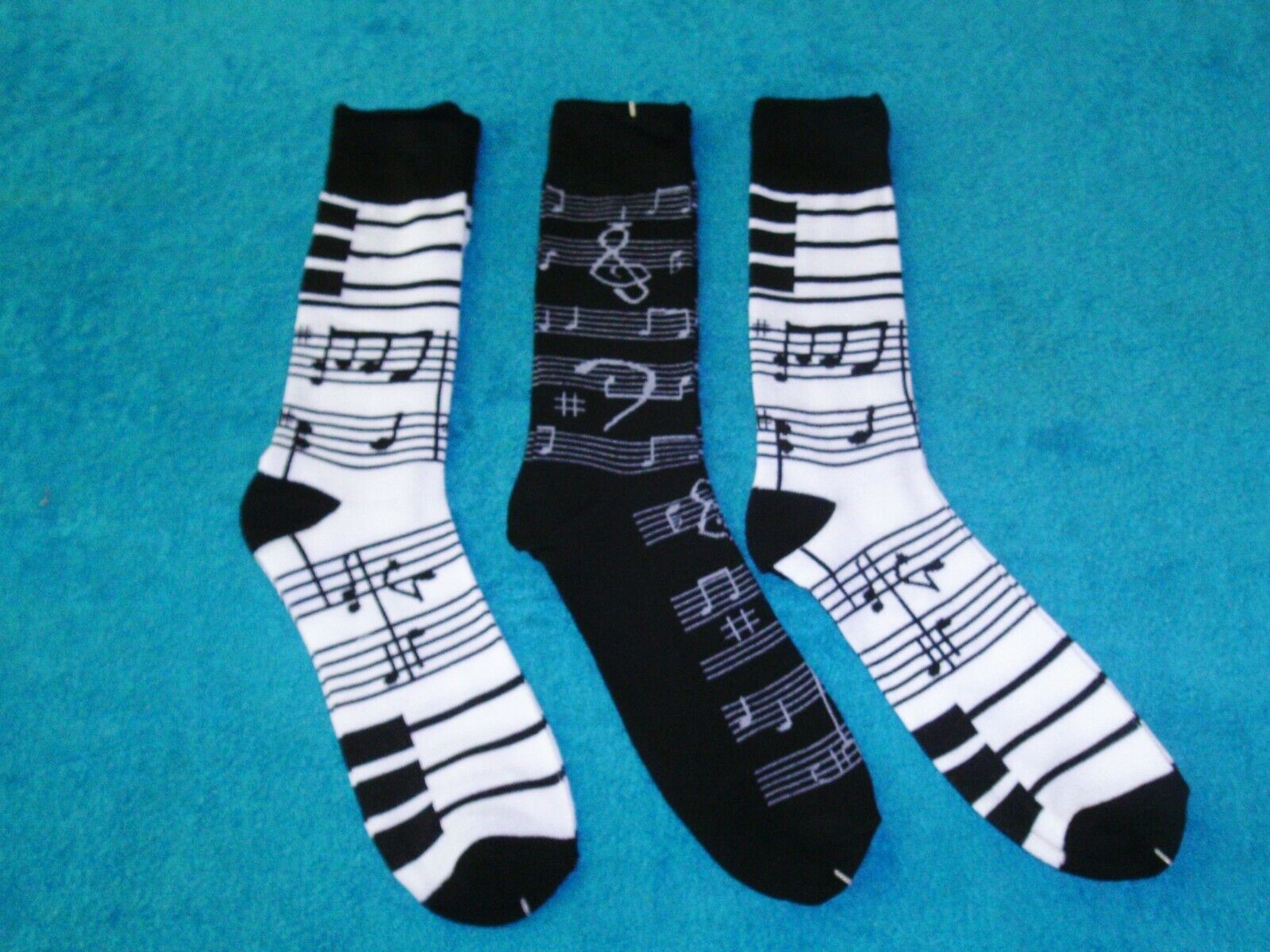 Music Lovers Dress Socks 3 Pair Size LG For Men's Shoes 6 - 12 Women's 10 - 13