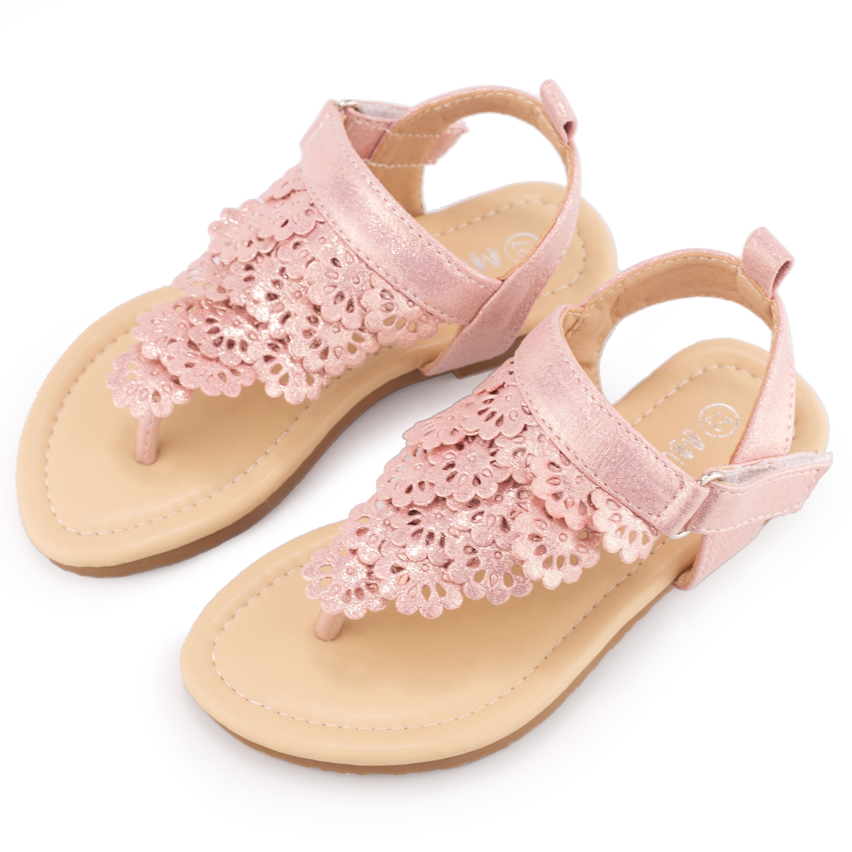MUYGUAY Toddler Little Girls Sandals Flip Flops Open-toe Ankle Strap Summer Dress Shoes