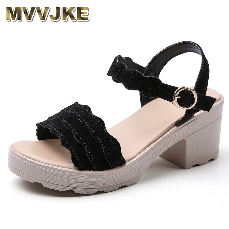 MVVJKE 2021wave high-heeled women's single shoes sandals with a buckle increased by 6.5 cm outdoor fashion sandals