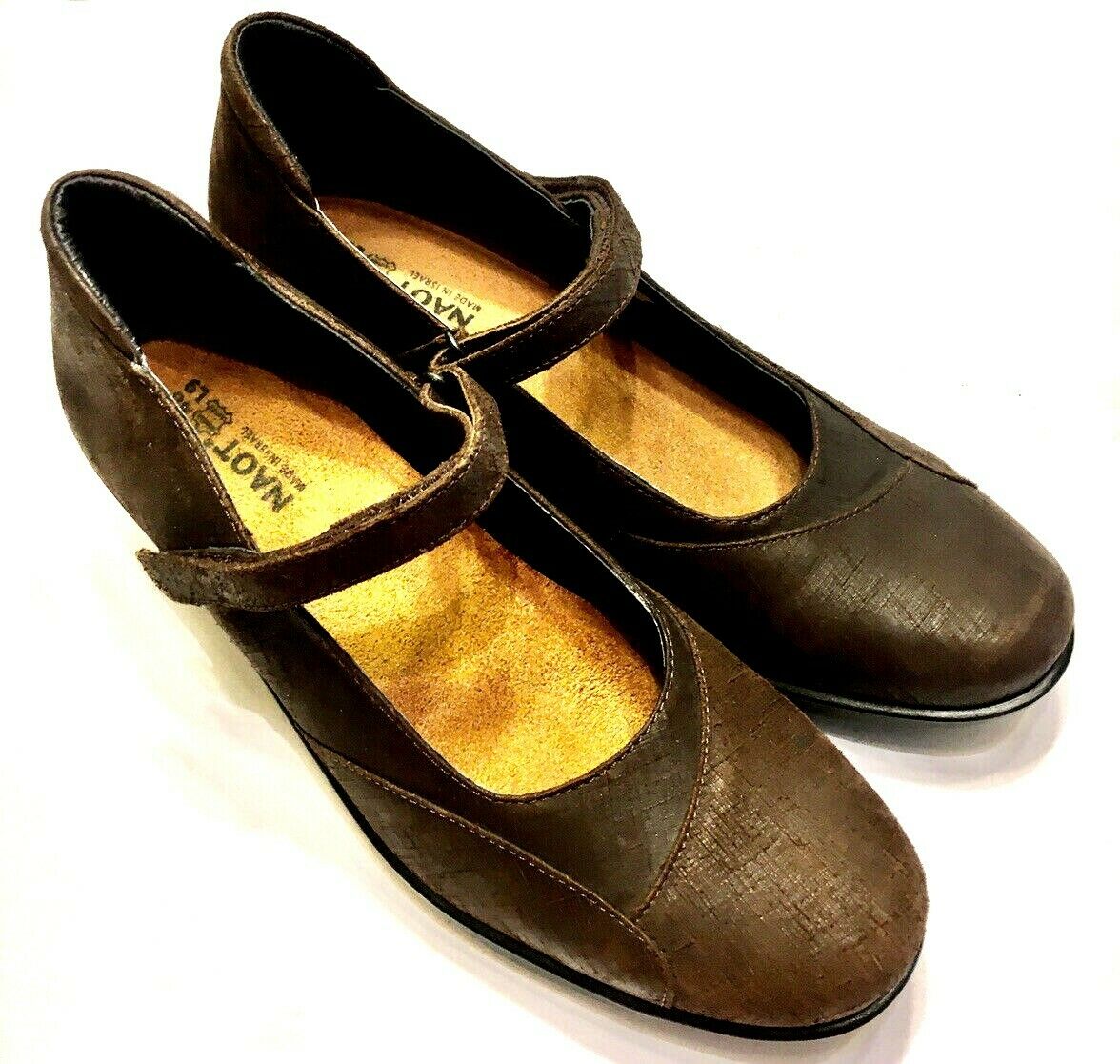 Naot Mary Jane Style Dress Shoes Brown Leather w Strap Sz 40 US Sz 9M Womens