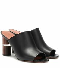 Neous Women's Black Cerato Leather Sandals HIgh Heel Mule Pumps
