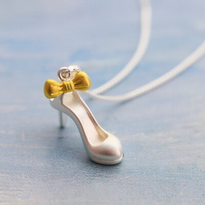 New 925 Sterling Silver High-heeled Shoes Necklaces Pendant Fashion Sterling Silver Jewelry Statement for Women Bijoux