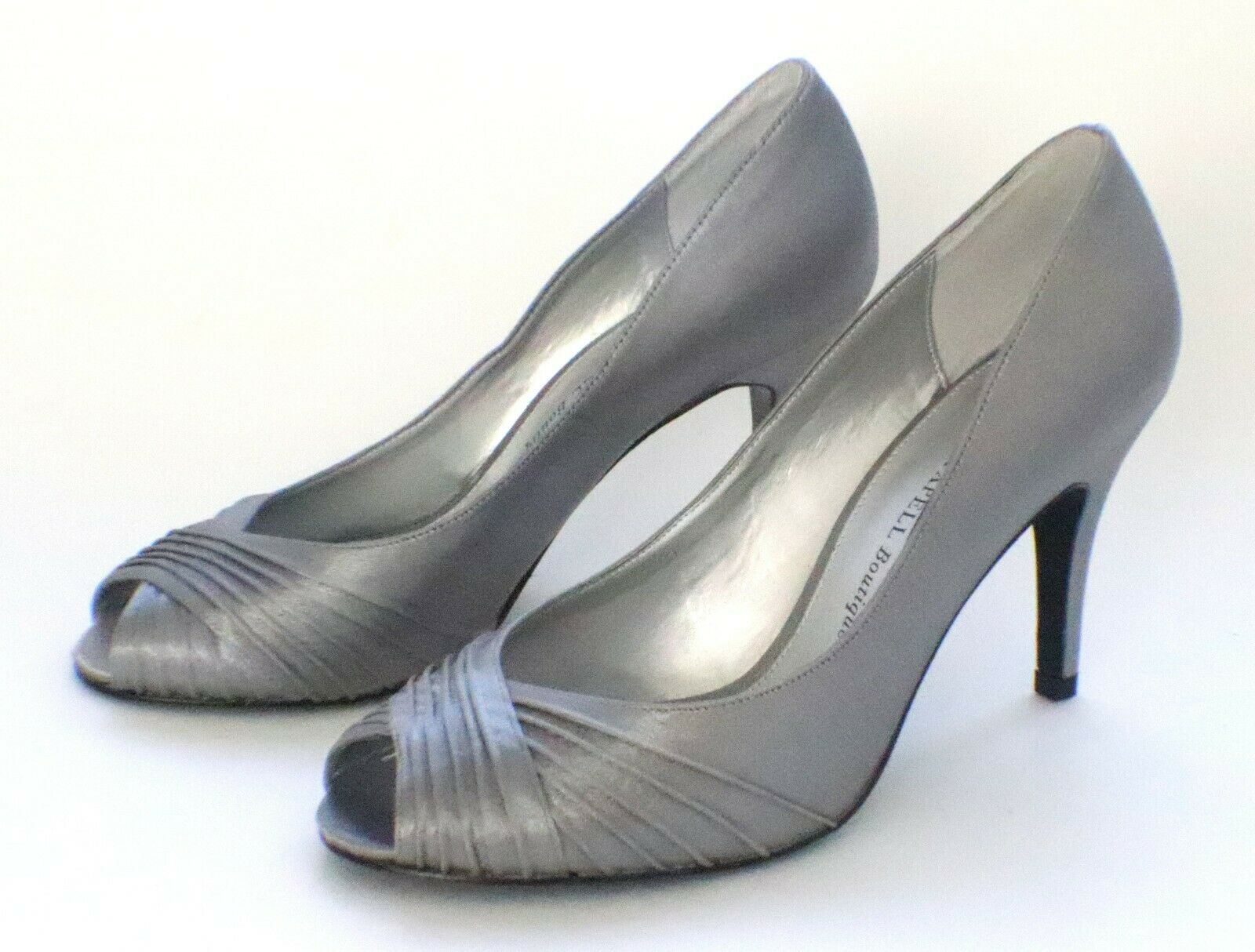 New Adrianna Papell Boutique Shoes Size 8 Matte Silver Satin Heel/Pump Peep Toe 