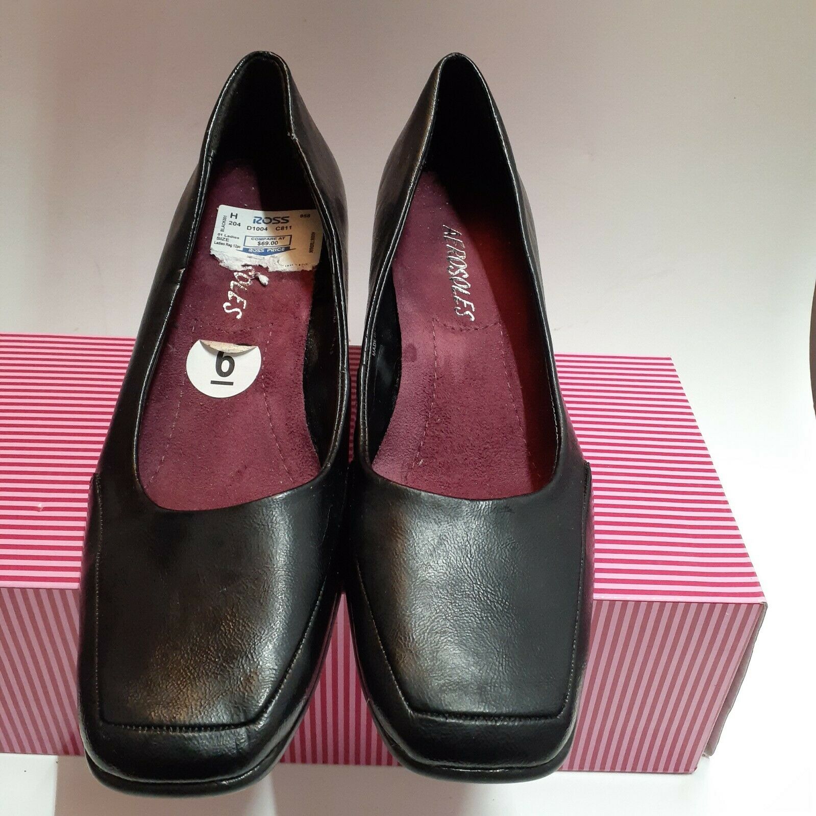 new AEROSOLES 6 M Black Leather Wedge Heels Pump Shoes