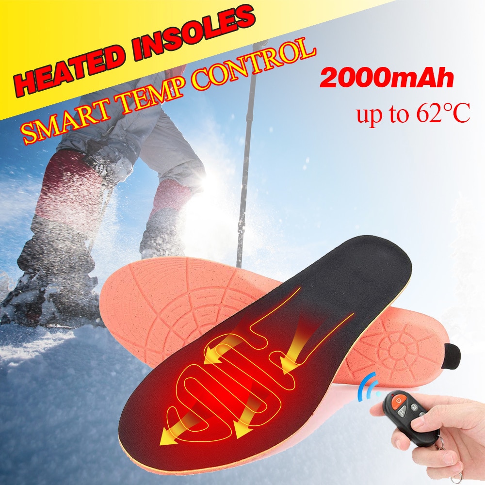 New Arrival 2000mAh Unisex Wireless Heated Insoles Rechargeable Heat Shoe Pads Electric Thermal Sole Foot Warm for Winter Sports