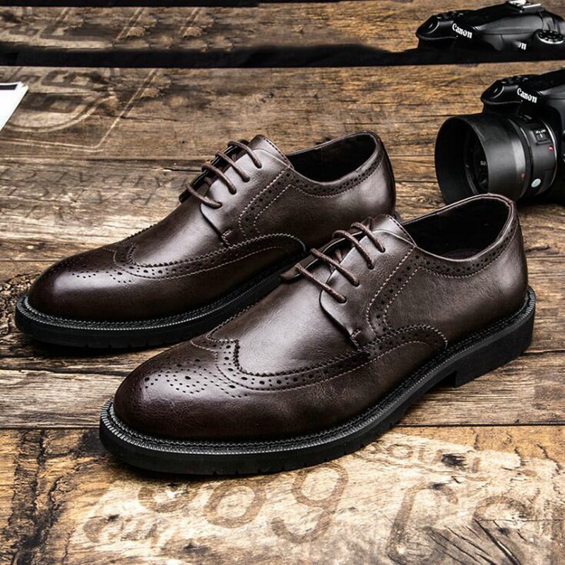 New Arrival Men Formal Shoes Office Business Wedding Dress shoes Oxfords Bullock Design Handmade Leather shoes big size G7-65