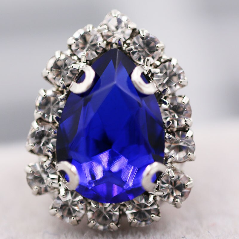 New arrival sew on glass rhinestones with claw Royal blue flatback Teardrop sew on Crystal button diy clothing/dress Accessories