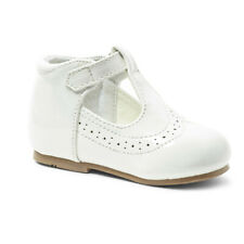 New Arrival Stunning Baby Girl White Spanish T Bar Hard Sole Walking Shoes X2