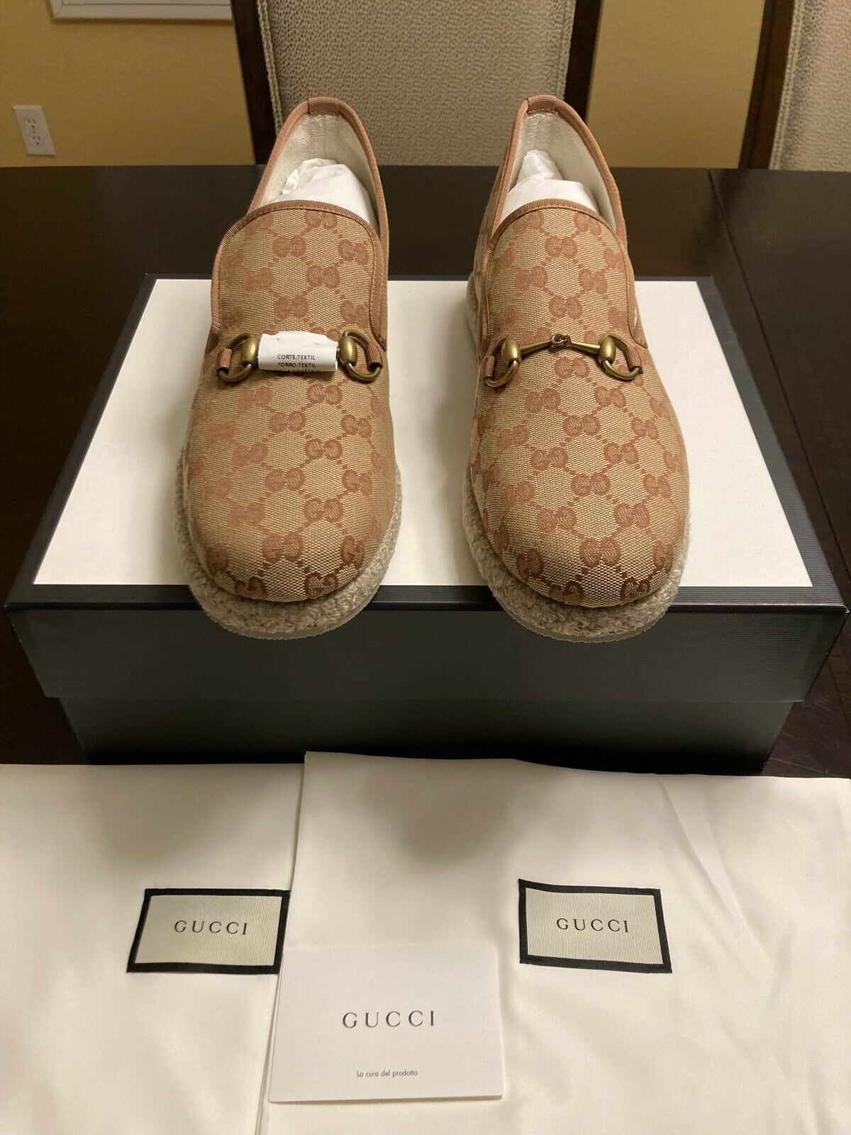 New Authentic Gucci GG Logo Espadrilles Shoes Size US 11.5 / UK 11