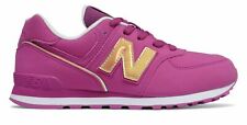 New Balance Kid's 574 Fashion Metallic Little Kids Female Shoes Pink with White