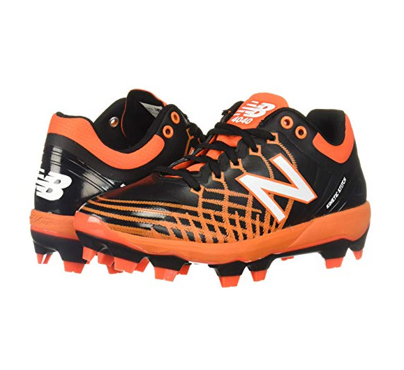 New Balance Men's 4040 V5 TPU Molded Baseball Shoe, Black/Orange, 13 M US