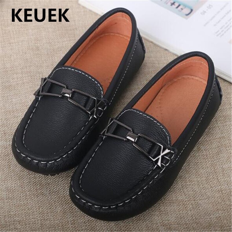 New Black Boys Dress Shoes Children Loafers Spring/Autumn Genuine Leather Student Performance Shoes Kids Baby Toddler Flats 03
