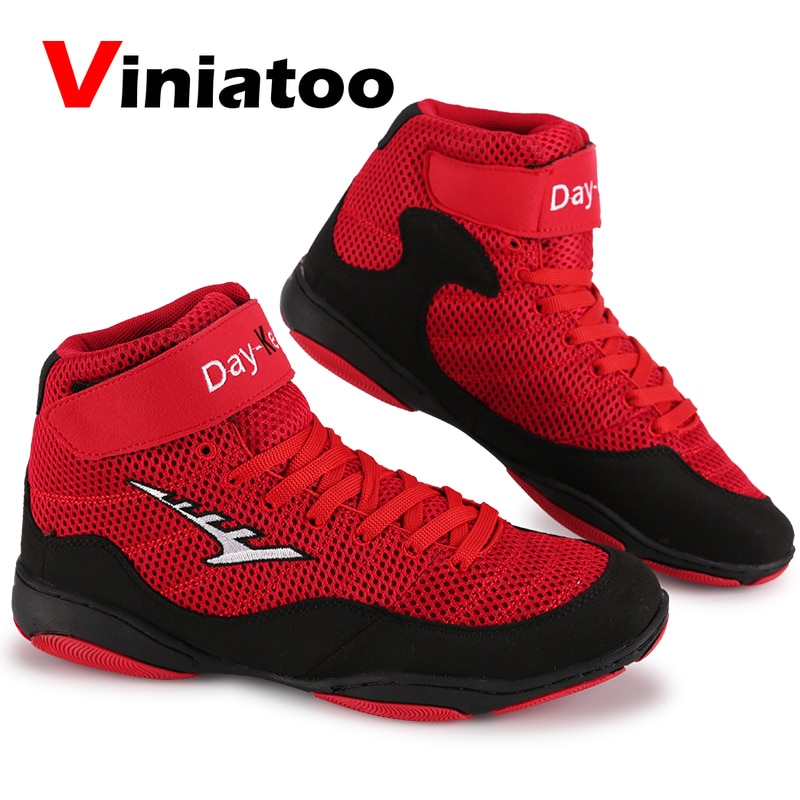 New Breathable Wrestling Trainers Shoes Men Women Kids Light Weight Boxing Shoes Red Male Quality Flighting Wrestling Sneakers