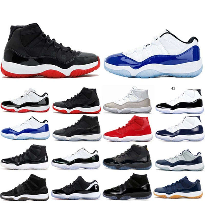 New Bred Retro 11 Men Basketball Shoes Concord 45 Cool Grey Cap Women Men Trainer Sport Sneaker Size 5.5-13
