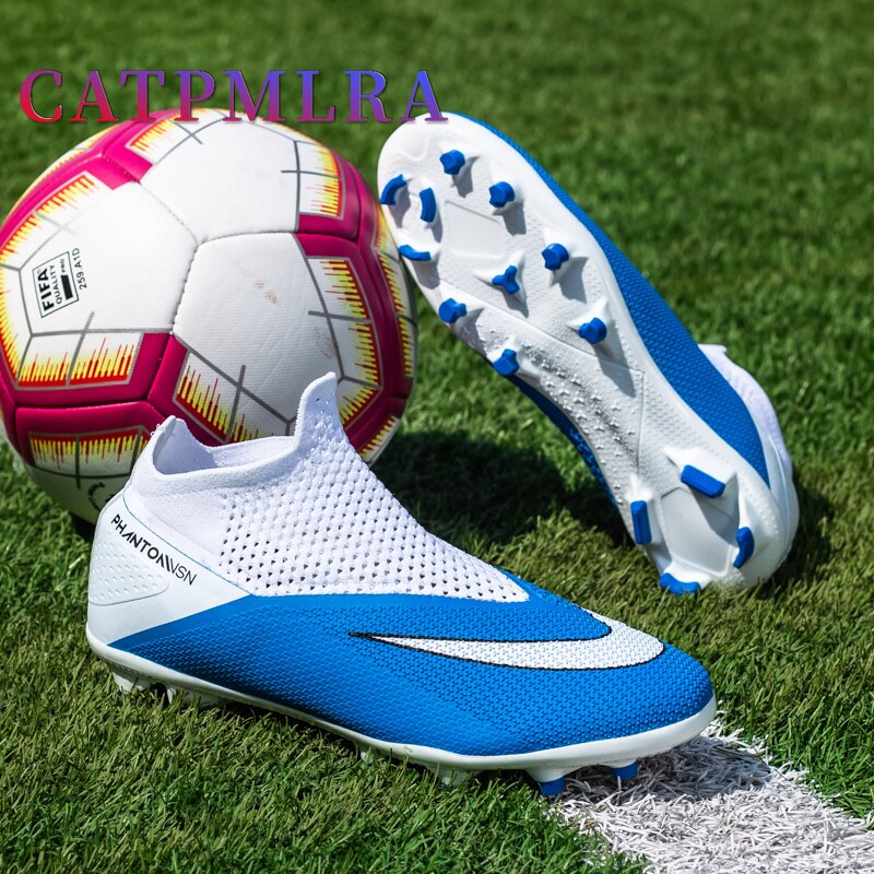 New Cool Professional Mens Soccer Long Spike Shoes Breathable High Top Slip-on Soccer Sock Boot Men Plus Size Soccer Indoor Shoe