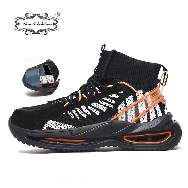 New Exhibition Indestructible Shoes Men Safety Work Shoes with Steel Toe Cap Puncture-Proof Boots Lightweight Breathable Sneaker