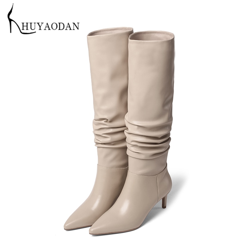 New Fashion Sexy Woman Knee High Boots Autumn Winter Warm Shoes Black Dress Party Basic Office Lady Prom Brand Shoes Woman Boots