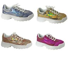 NEW Fashion Sneaker Womens Platform Party Shoes Glitter Shiny Light Shoes Size