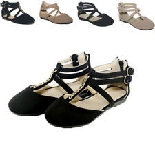 New Girls Flats Casual Ballet Ankle Strap Back Zipper Black,Taupe Dress Shoes