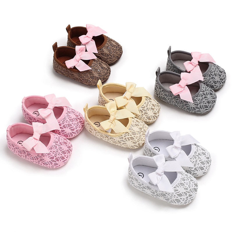 New Infant Baby Girl Shoes Newborn Print Soft Sole First Walker Cotton Bowknot Princess Cute Toddler Walking 0-18M Prewalkers