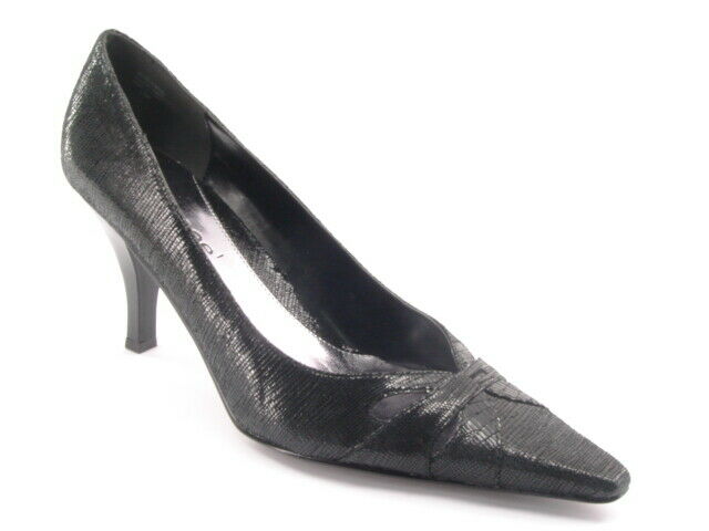 New J RENEE d'Orsay Women Black Leather Pump High Heel Pointy Toe Shoe Sz 12 M