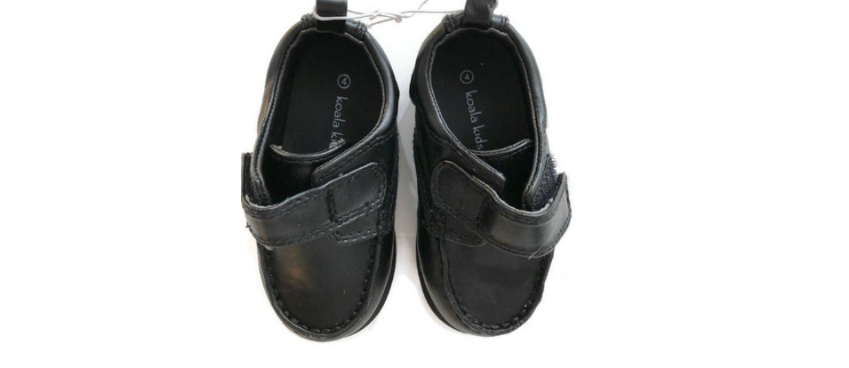 NEW Koala Kids Baby Boys Toddler Black Faux Leather Dress Loafer Shoes Size 4