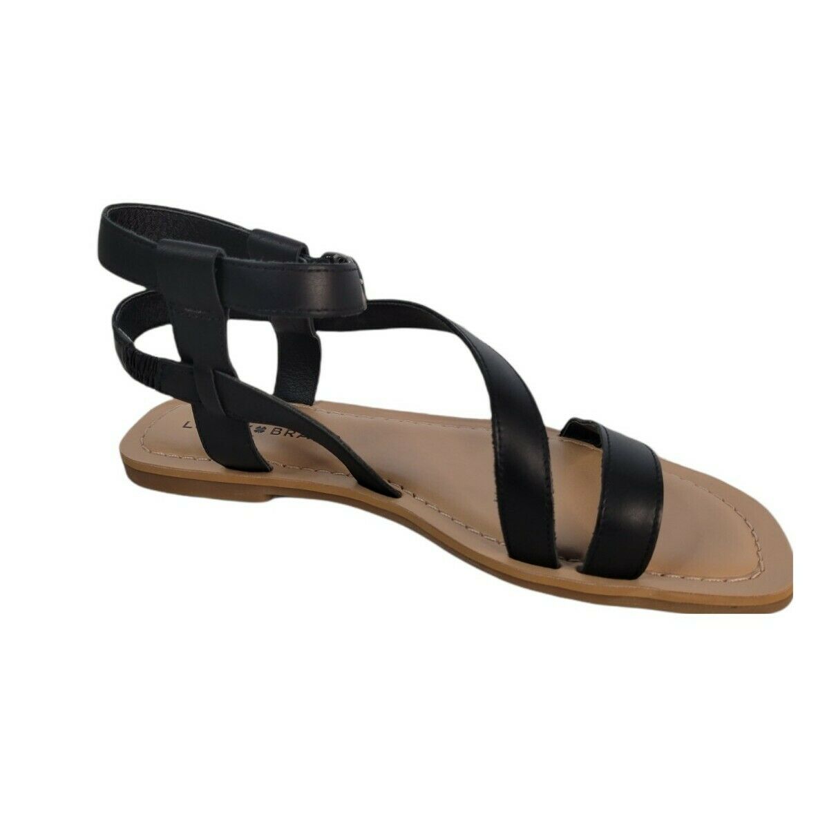 NEW-LUCKY BRAND Byleth Gladiator Shoes Leather Sandals, Black Size (7) Medium