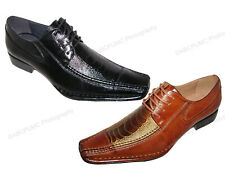 New Men's Dress Shoes Alligator Crocodile Lace Up Oxfords Western Leather Lined