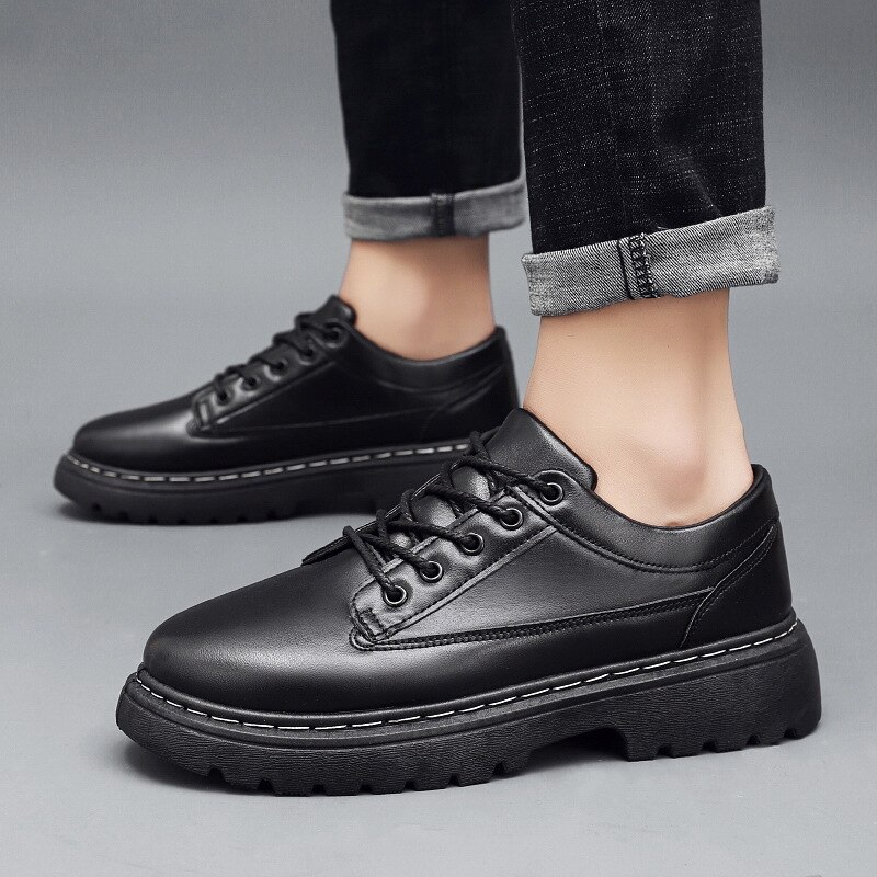 New Men's Leather Shoes Thick-soled British Casual Leather Shoes Business Dress Men Shoes Sneakers Zapatos De Cuero Para Hombre