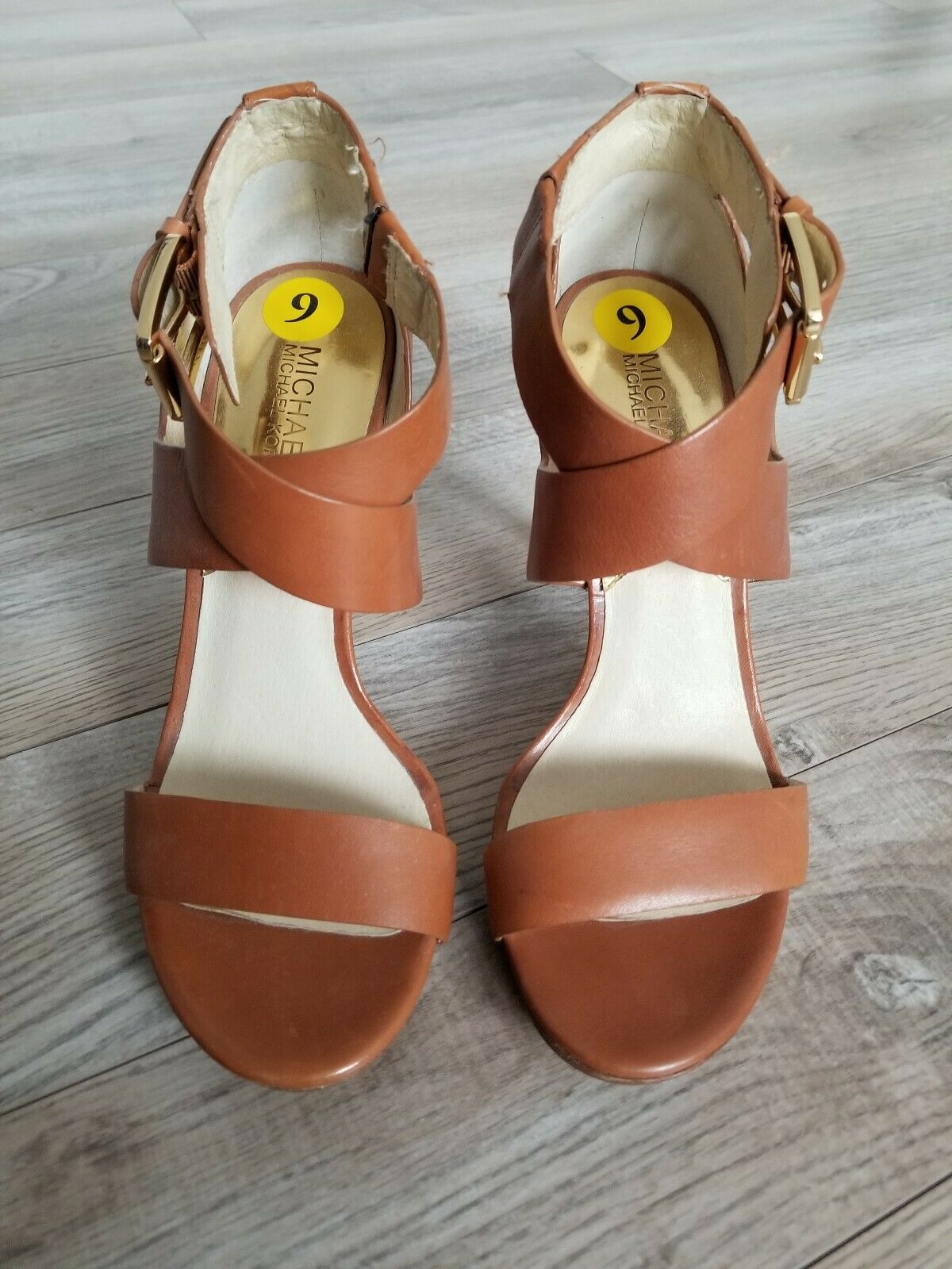 NEW Michael Kors Womens High Heel Stiletto Sandals Shoes Cognac Size 9