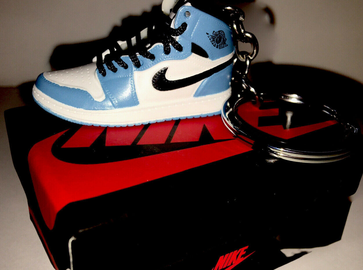New Mini Air Jordan Nike shoes keychain Light blue And white with Nike Box