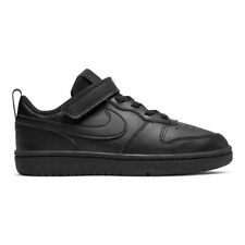 New NIKE Kids Trainers Court Low All Black Shoes New Boys Girls 100% Original