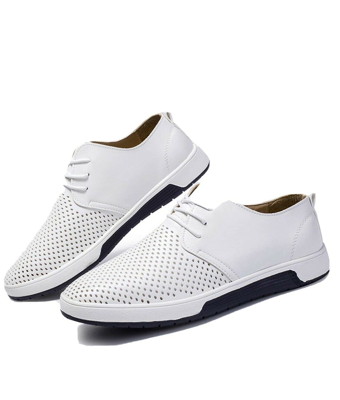 NEW Size 10 ZZHAP Men's Casual Oxford Shoes Breathable Flat Fashion Sneakers Whi