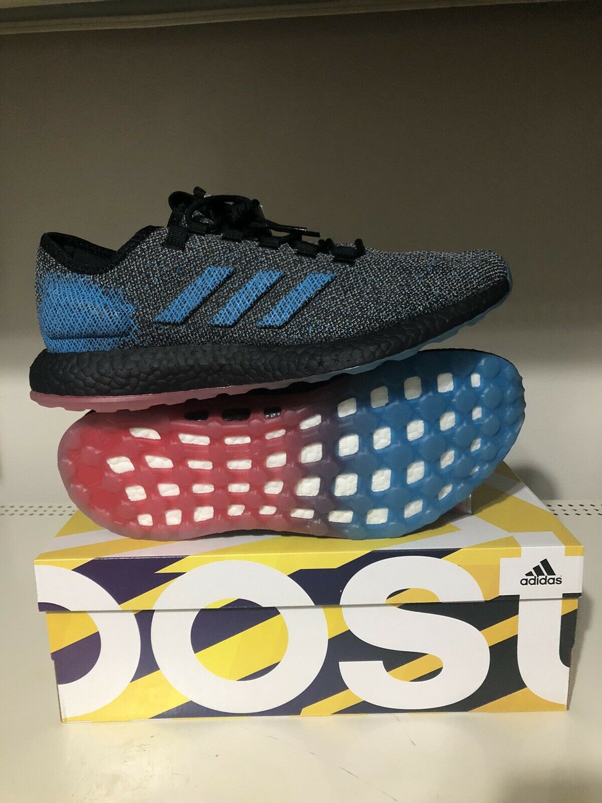 New Size 10.5 Adidas PureBOOST LTD Boost Running Shoes Men’s Blue Black B37811