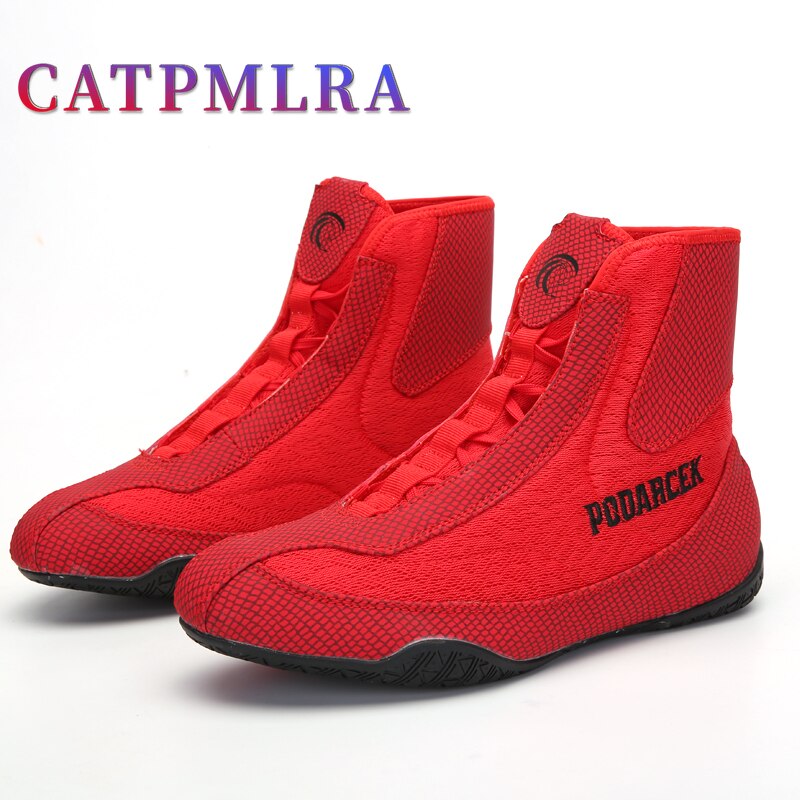 New Style Wrestling Shoes Mens Competition High Top Breathable Boxing Shoes Women Professional Rubber Non-slip Martial Arts Shoe