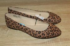 NEW Time And Tru Women's Ballet Flats Wide Width in Leopard Casual Slip On Shoes