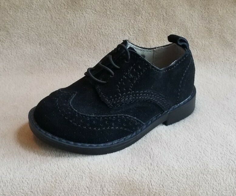 New Toddler Boys Shoe Size 7 BABY GAP Black Suede Wingtip Oxford Dress Shoes