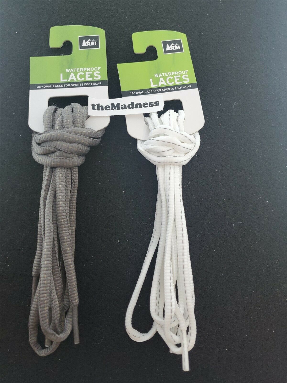 New TWO Pair White Grey REI Waterproof Shoe Boot Laces Oval 48" for Hiking