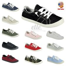 New Women Canvas Shoes Lace Up Slip On Casual Comfy Flat Sneakers Size 5 - 11