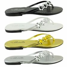 New Womens Gladiator Sandal Sparkling Sets Of Toe Flat Shoes Flip Flops VENUS-06