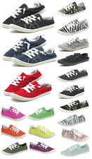 New Womens Lace Up Canvas Shoes Casual Comfy Slip-On Sneakers Size 5-11